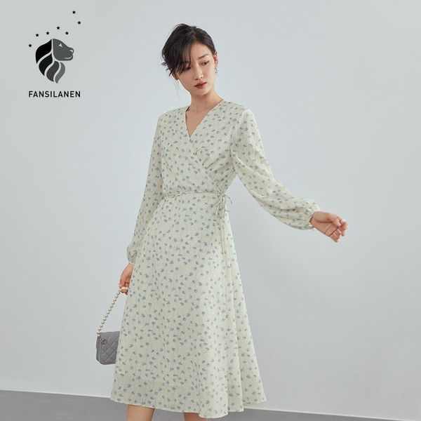 

casual dresses fansilanen elegant floral print long wrap dress women v neck sleeve spring summer beach slimming maxi female, Black;gray