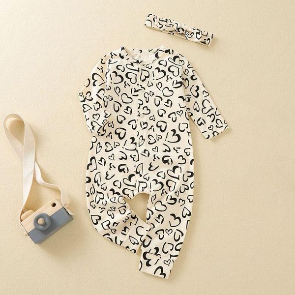 

jumpsuits born romper +bow hair accessories autumn baby boy girl heart pattern cotton long sleeve toddler jumpsuit infant clothing, Blue