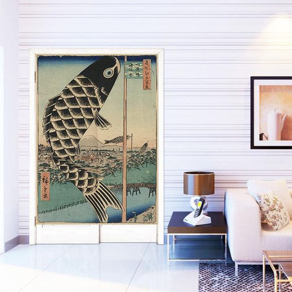 

japanese ukiyo-e doorway curtain entrance half bedroom kitchen partition door feng shui noren & drapes