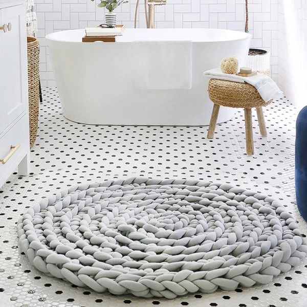 

nordic hand knot home decorative rug sofa chair round seat cushion soft fluffy cotton bedroom carpet pet dog cat cozy mat carpets