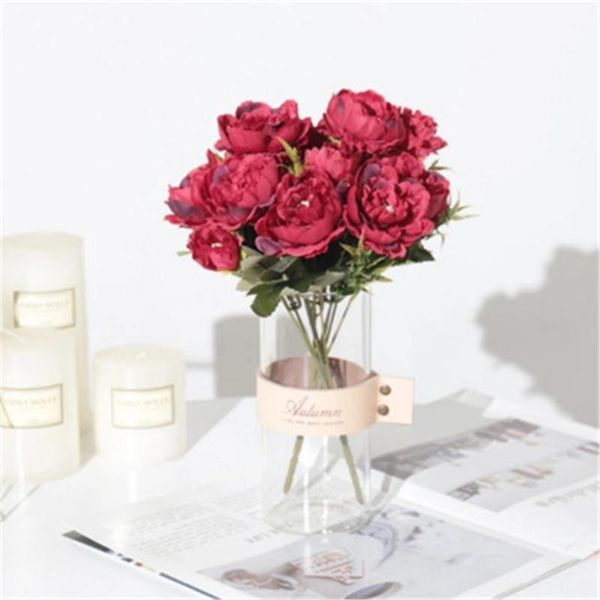 

decorative flowers & wreaths 30cm silk artifical peony red pink one bundle 5 bud wedding decoration indoor home decor dried party bouquet