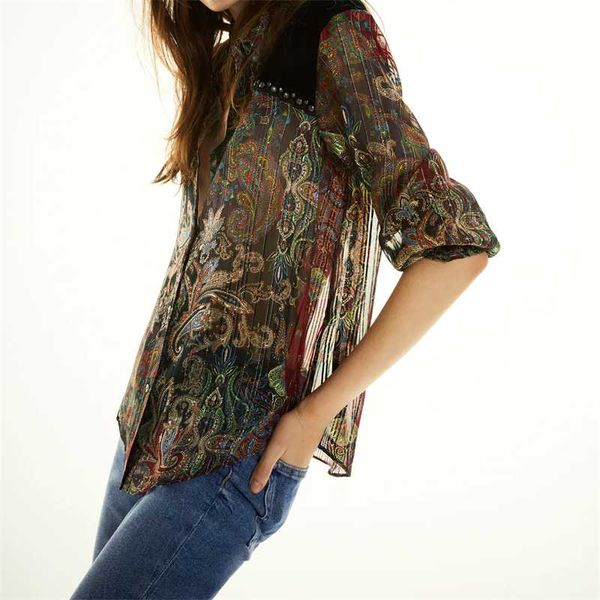

women 2021 fashion velvet print loose blouses vintage long sleeve button-up female shirts streetwear women's &, White