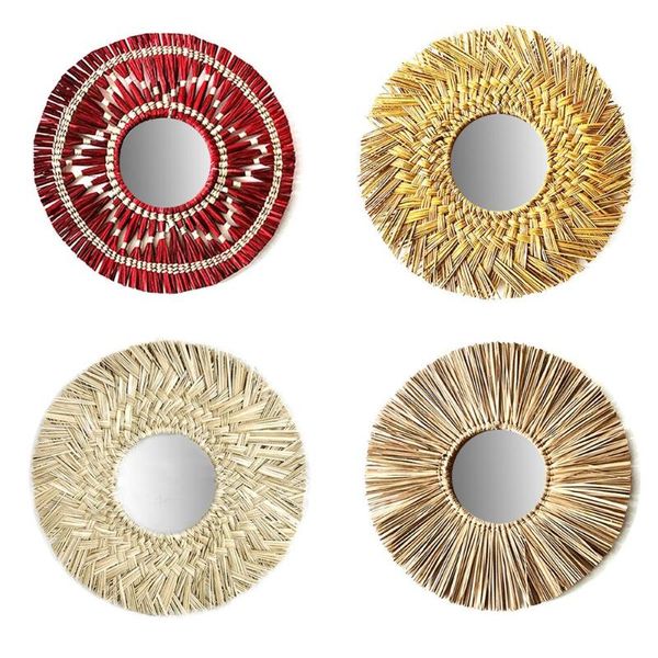 

mirrors rattan wall-mounted mirror nordic creative decoration hanging hand-woven makeup living room