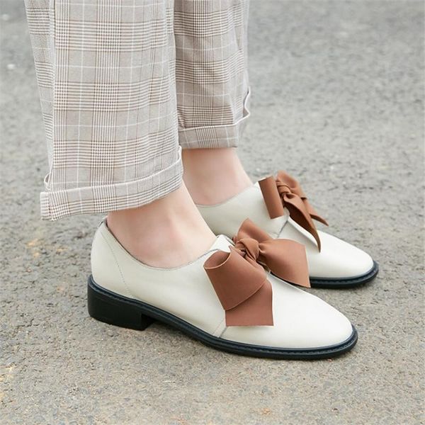 

fashion butterfly-knot genuine leather low heels shoes women slip on loafers daily office lady pumps 2021 spring beige dress, Black