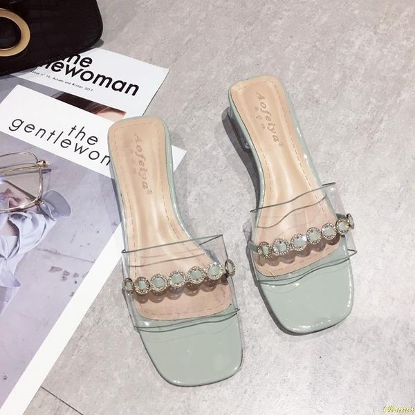 

slippers 2021 summer flat clear shoes women transparent slides fashion open toe outside beach sandals, Black