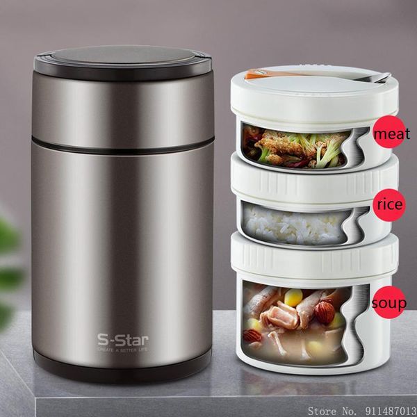 

dinnerware sets stainless steel layered thermal insulation lunch box anti-scalding portable storage durable children lunchbox