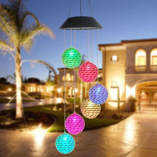 

pendant lamps outdoor solar led rattan balls light color changing hanging wind chimes hanglamp for home garden decor
