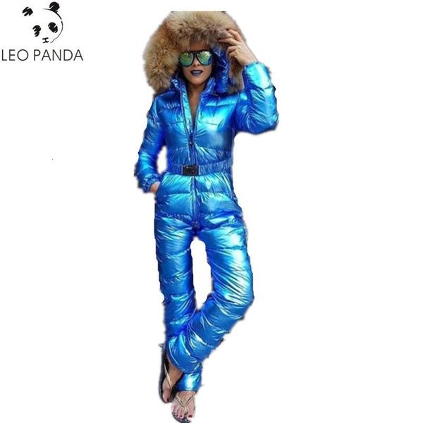 

women's down & parkas fashion women jacket set thickening warm winter one piece jumpsuit breathable suit bodysuits russia female suits, Black