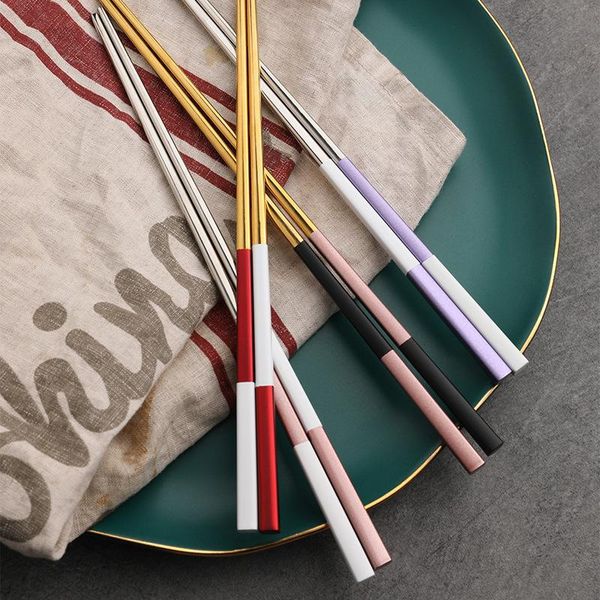 

chopsticks 1 pair stainless steel splice color tableware colorful length 23cm reusable dishware sushi hashi