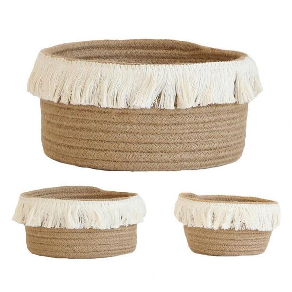 

storage baskets basket natural anti-deform jute handmade organizer for home