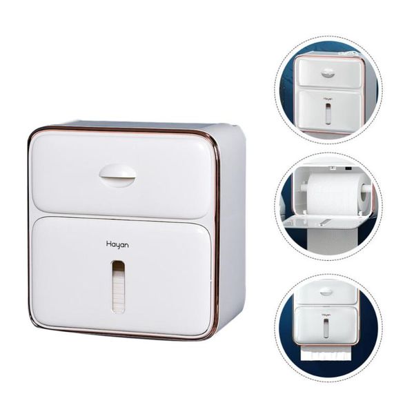 

tissue boxes & napkins 1pc bathroom box punching-napkin roll paper storage case (white)