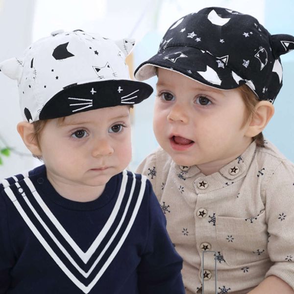 

korean printed horn cap baby soft brim cap children's baseball sun 55, Yellow