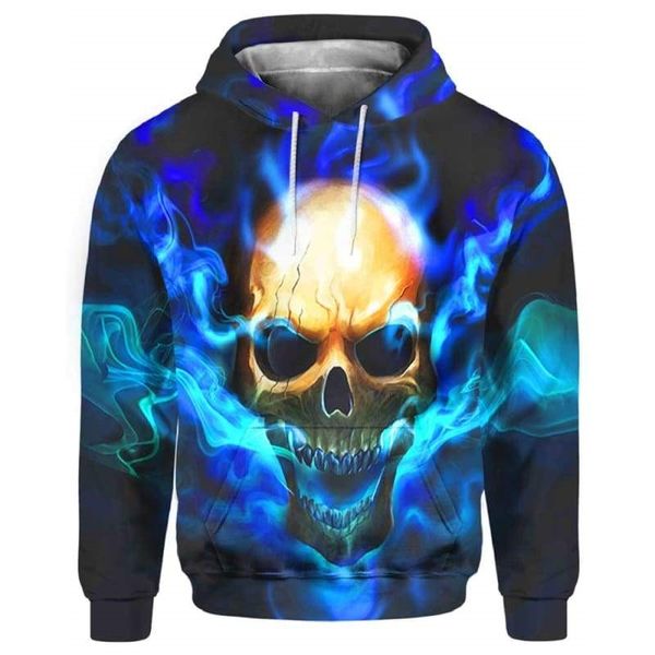 

ghost rider pattern men is a 3d printed hoodie visual impact party punk goth round neck american sweatshirt hoodie, Black