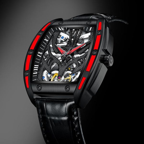 

wristwatches guanqin men mechanical luxury automatic watch for skelton sport sapphire waterproof japanese movement 2021, Slivery;brown