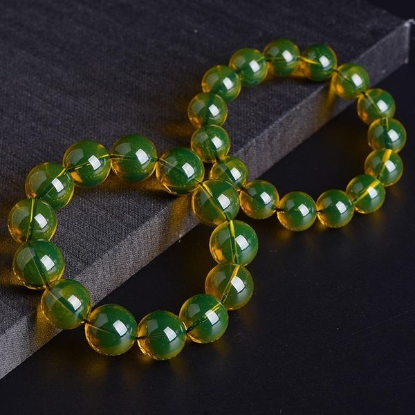 

beaded, strands natural baltic pure amber elastic bracelet women men honey wax beaded bangles golden amber-beads amulet bracelets jewellery, Black
