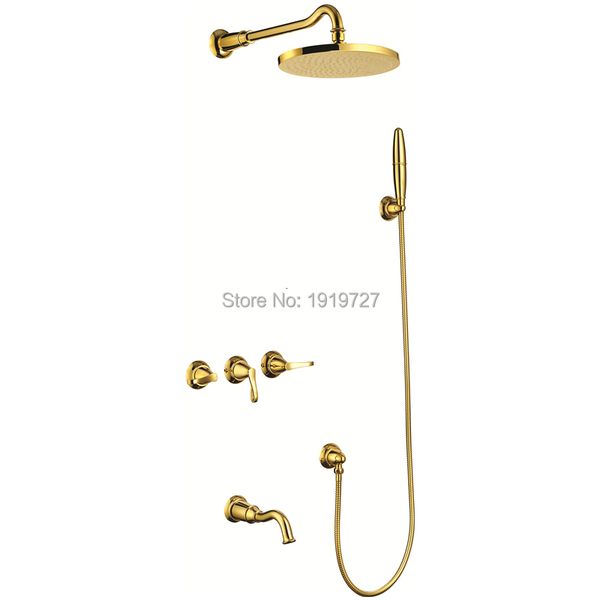

bathroom shower sets newly patent design 100% full brass gold lever set with 8 inch ball jointed rainfall faucet contap byzg