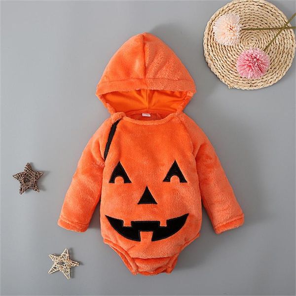 

rompers born infant baby boys girls romper cute pumpkin hooded fleece halloween outfits costume casual cosplay clothing 0-2y, Blue