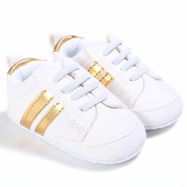 

first walkers golden striped baby sneakers white girl shoes born items children anti-slip casual