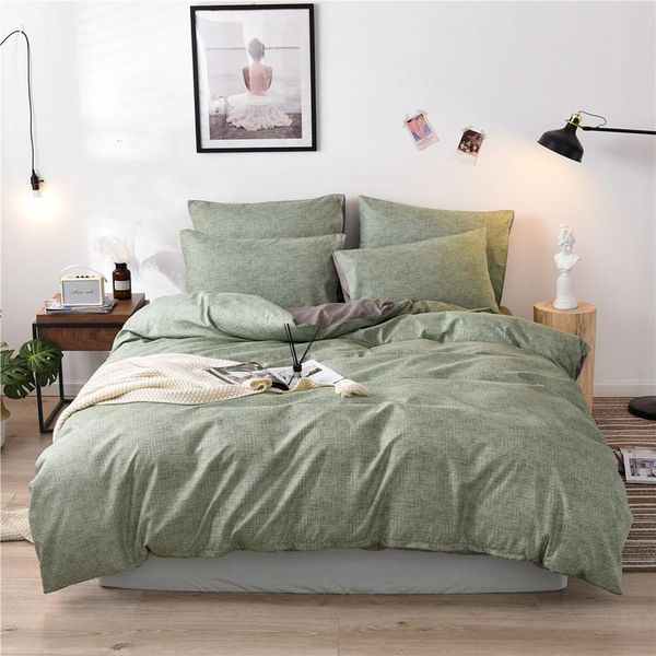 

home textile kit plain simple quilt cover pure color plaid texture pillow bedding sets