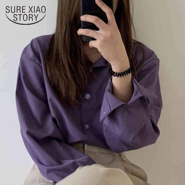 

office lady plus size cardigan shirts spring autumn long sleeve purple women blouse single breasted clothing 12279 210415, White