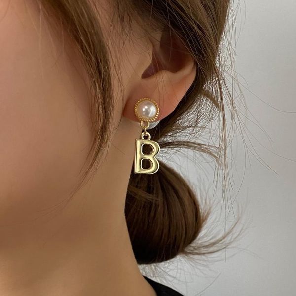 

dangle & chandelier 2021 arrival trendy round women earrings pearl letter cute small sweet simple elegant jewelry, Silver