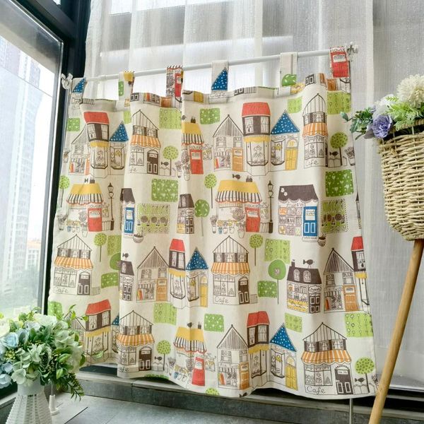 

curtain & drapes cartoon castle short curtains for living room kitchen cute colorful kids window treatment home decor