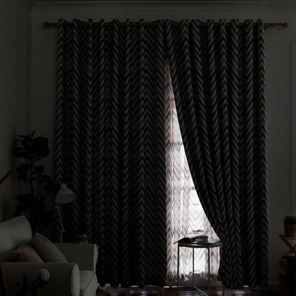 

geometric wave printed thermal insulated blackout window treatment drapes curtains for living room bedroom coffee blue curtain &
