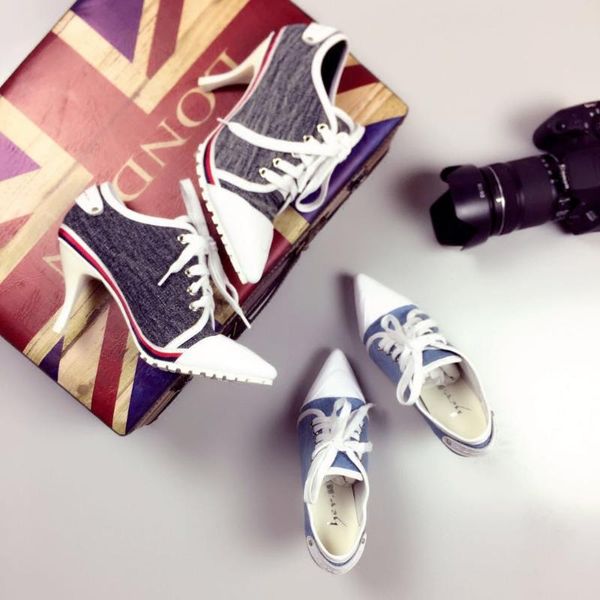 

europe 2021 autumn denim women shoes peep toe stiletto heels 8.5cm casual ladies rubber sole dress, Black