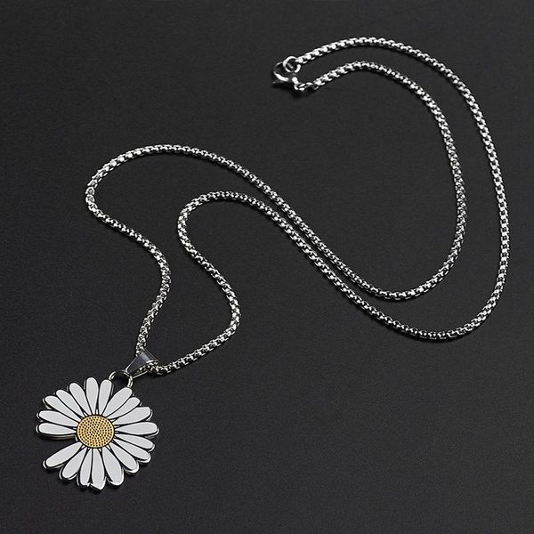 

necklace for women flower mens stainless steel pendant neck chain choker fashion jewelry wholesale necklaces, Silver