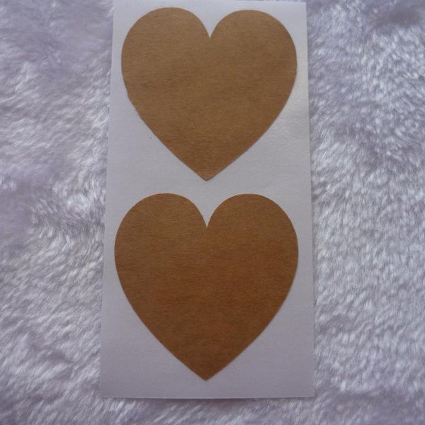 

50mm/2inch - brown kraft large heart customizable sticker gift wrap