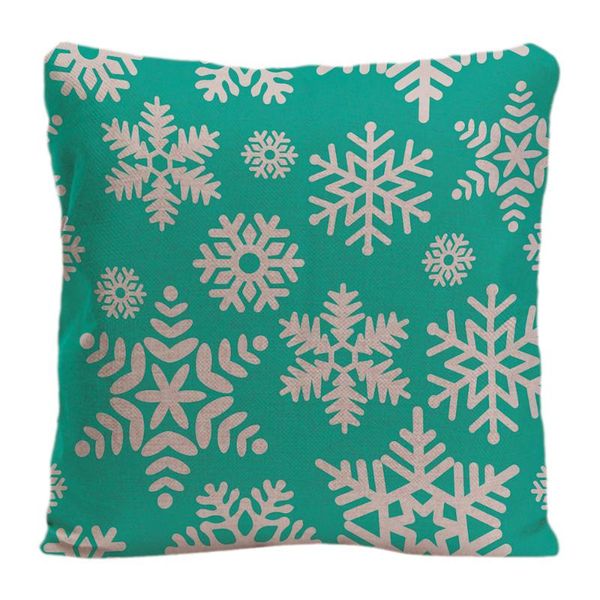 

cotton linen snowflakes pattern in green background throw pillow case decorative cushion cover pillowcase customize gift for car cushion/dec
