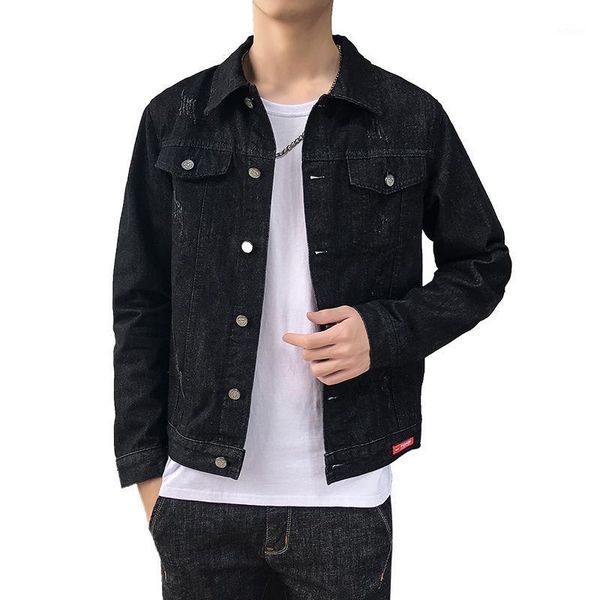 

men's jackets 2021 denim jacket men jaqueta masculino cotton clothes fashion casual man outwear spring turn-down collar demin coat,916, Black;brown