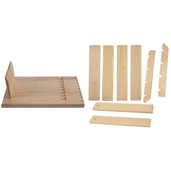 

jewelry pouches, bags unfinished wood necklace pendant display stand holder rack 9 hooks with tray, Pink;blue