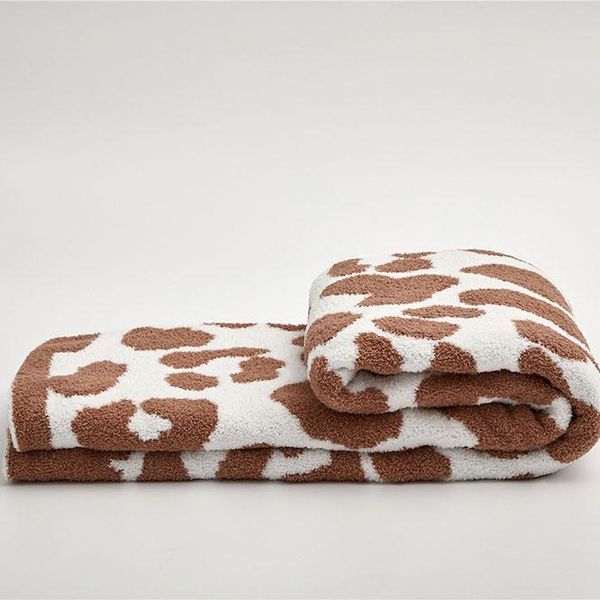 

blankets papa&mima coffee leopard print knitted summer quilted thread blanket throws acrylic microfiber nap air-conditional bedspread