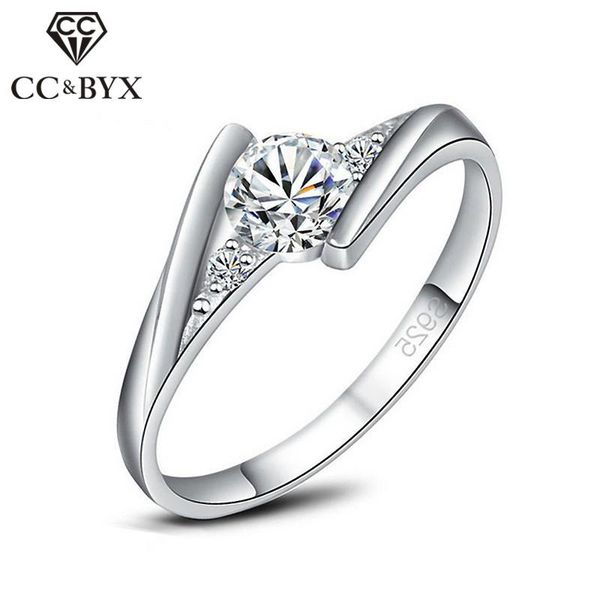 

wedding rings for women classic jewelry simple cubic zirconia bridal engagement anillos mujer drop 2343, Slivery;golden