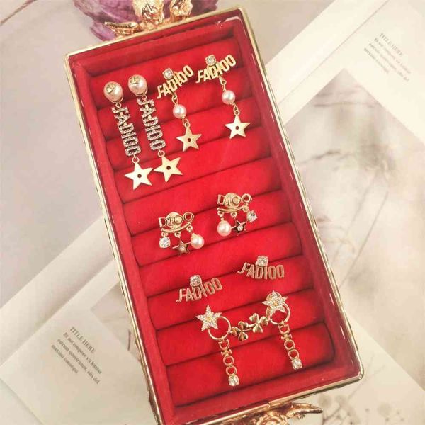 

2021 luxury designer jewelry / 20 letter star tassel earrings for women, Silver