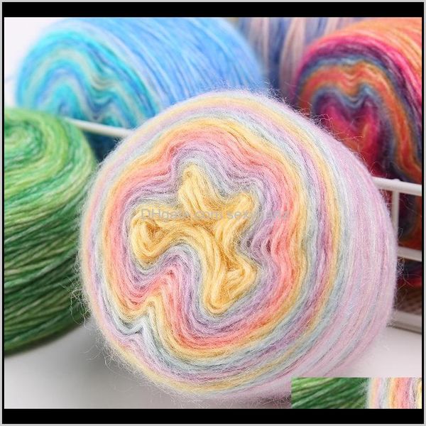 

clothing fabric apparel drop delivery 2021 100gball color gradient cotton blended cake antipilling worsted handknitting yarn for handmade sw, Black;white
