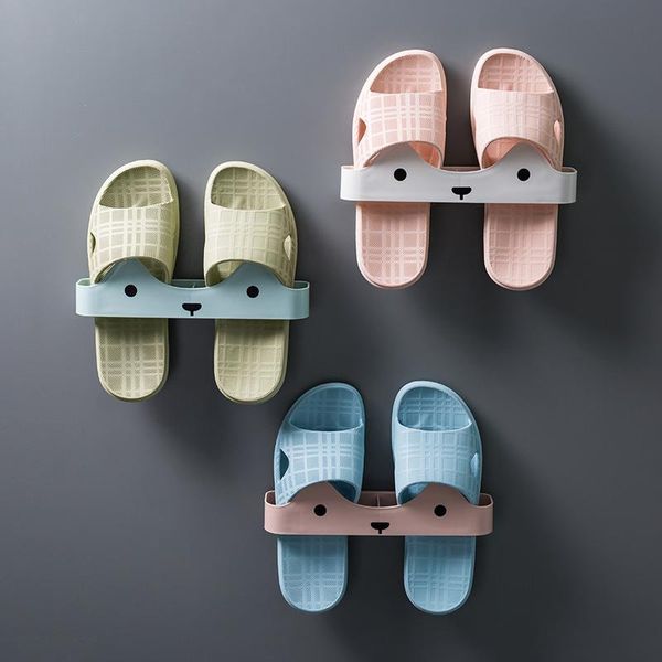 

3pcs bathroom slippers rack shoes racks storage organizer wall mount hanging shelf slipper holder clothing & wardrobe