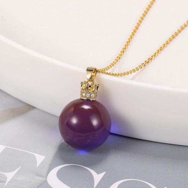 

pendant necklaces cute purple crown planet necklace for women creative luminous neck choker jewelry aesthetic accessories gift, Silver