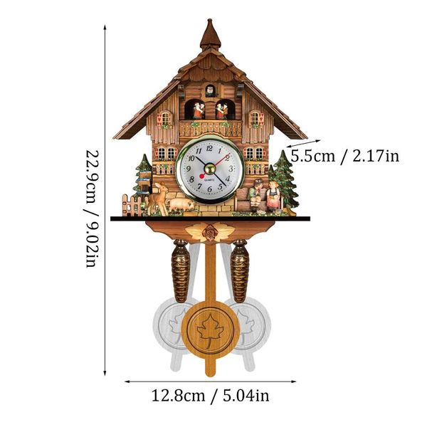 

wall clocks retro nordic cuckoo forest wooden clock alarm hanging door home decor xmas living room wall-mounted