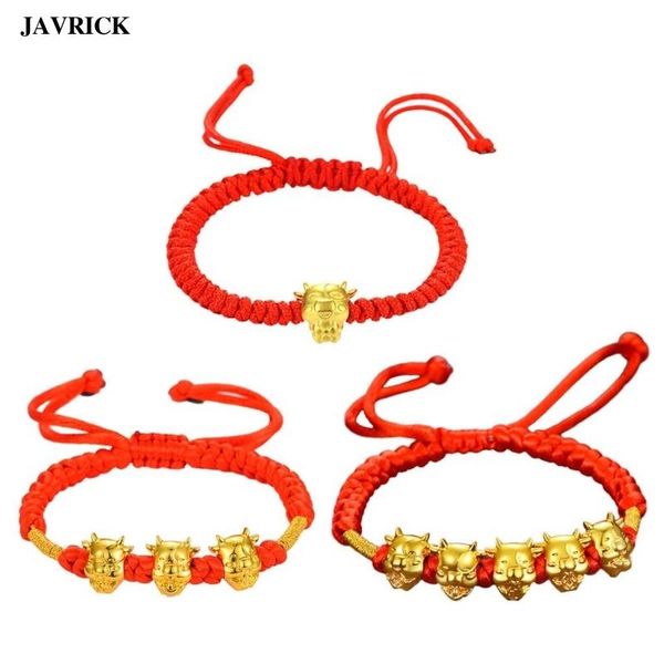 

link, chain mascot five fortunes golden cow red string bracelet 2021 chinese ox year tradition zodiac lucky blessing bracelets, Black