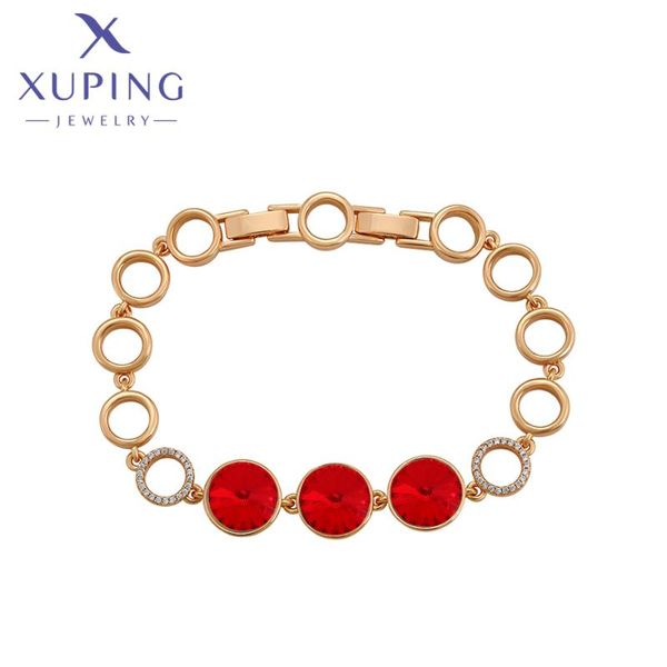 

link, chain xuping jewelry fashionable est luxury round gold plated crystal bracelet for women birthday gifts, Black