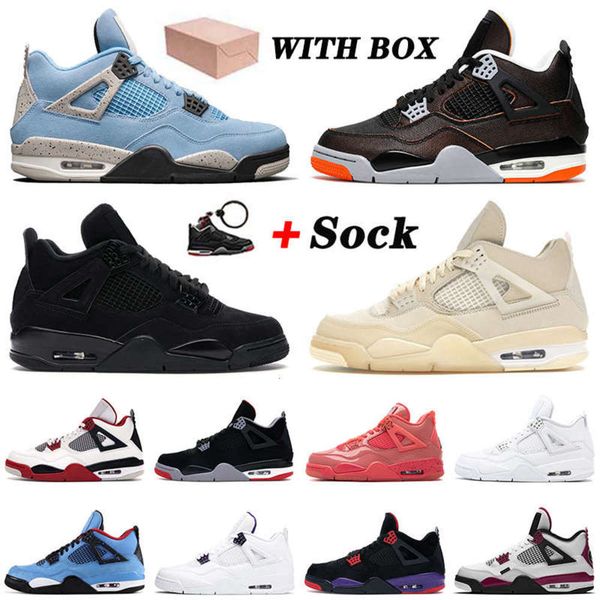 

with box 4 4s basketball shoes 2021 arrival fish sail jumpman black cat university blue men women punch trainers sneakers