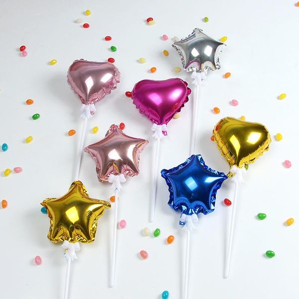 

other festive & party supplies ins wind cake decoration 4 inch aluminum membrane of love in the heart gold silver red balloons butterfly cla