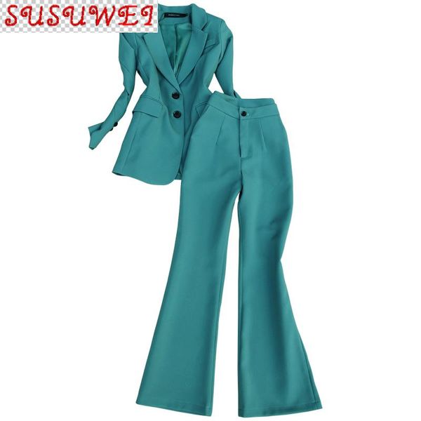 

high-end ladies office suit temperament 2021 casual slim long sleeve blazer fashion trousers two-piece set women's two piece pants, White