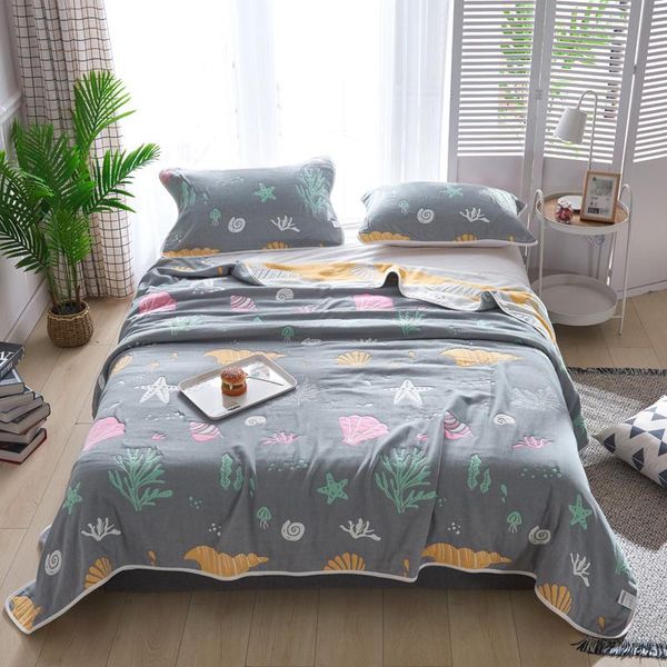 

blankets home textile jacquard towel blanket quilt pure cotton gauze summer comforter sea world butterfly kids bedding