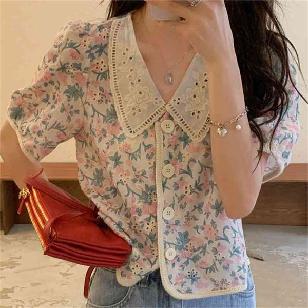

women's blouses & shirts summer fashion vintage elegance florals all match slim gentle chic office lady hf8s, White