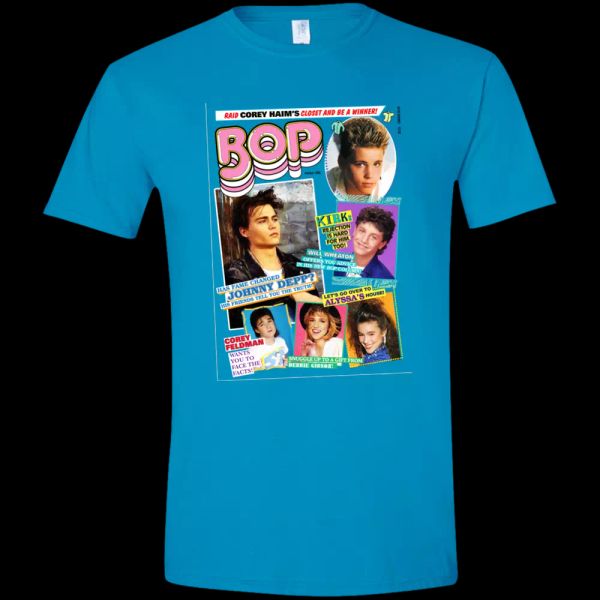 

bop, magazine, teen beat, tiger, cory haim, kirk cameron, johnny depp, retro, 80, White;black