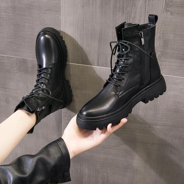 

boots women style black women's lace-up short british fashion winter shoes