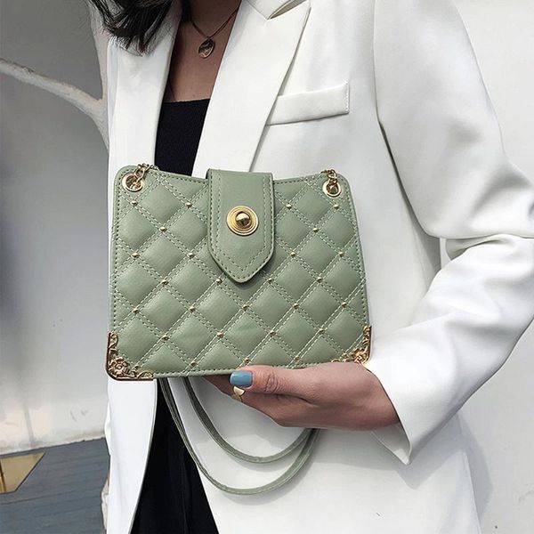 

ladies messenger bags fashion double chain shoulder bag rivet hasp crossbody for women handbags envelope cross body